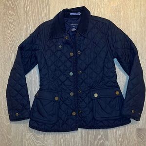 AUTHENTIC RALPH LAUREN navy blue quilted shell, corduroy collar, SIZE S(7) KIDS
